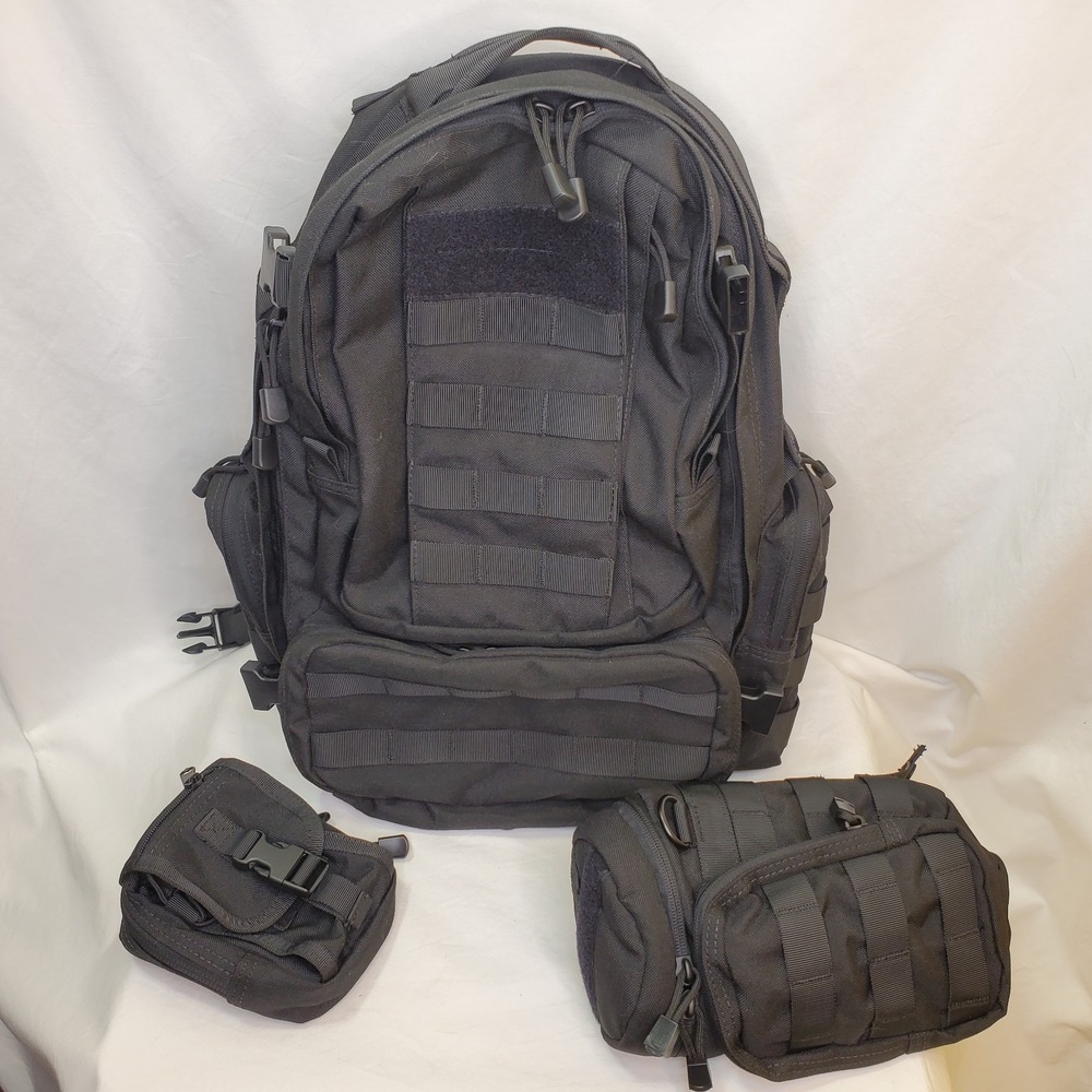 Condor 3 Day Tactical Assault Pack MOLLE Backpack With 2 Modular Pouches Black